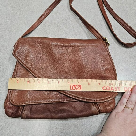 Vintage Victoria Leather Brown‎ Crossbody Tulip Bag Multiple Storage Pockets - Picture 8 of 16